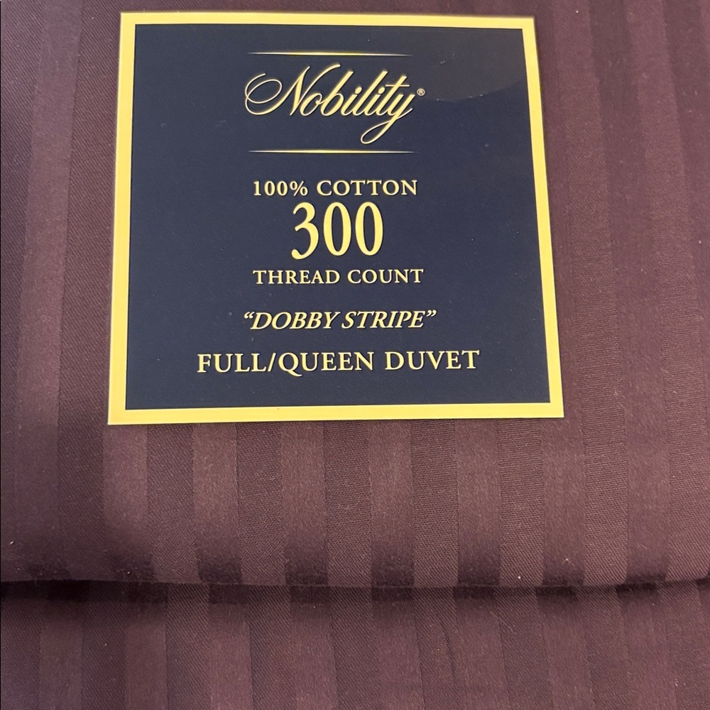 Duvet full/queen new Dobby Stripe Nobility 300 thread count cotton 90” x 92”